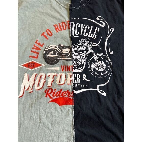 Trust The Universe Graphic Moto Split Black Teal Motorcycle T-shirt size M - Picture 3 of 6
